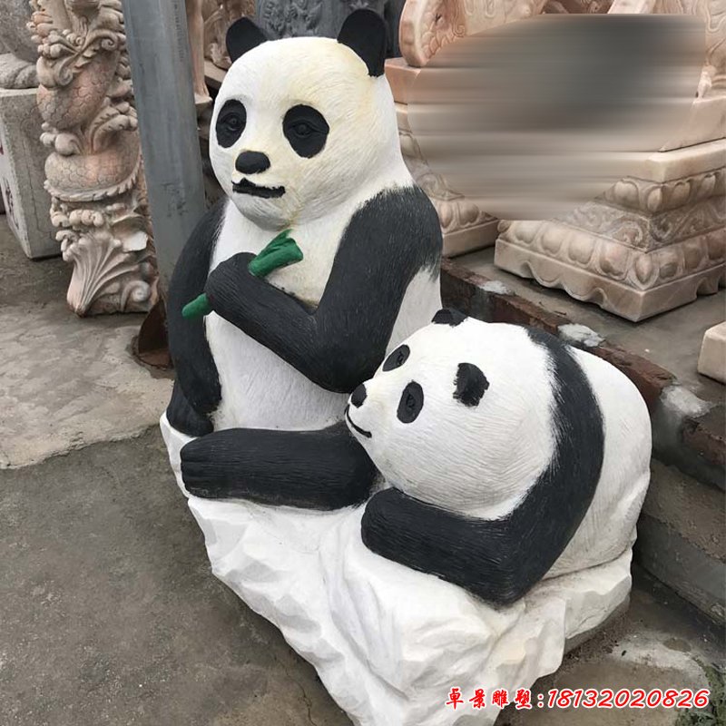 公园大熊猫石雕，景观动物石雕 (2)