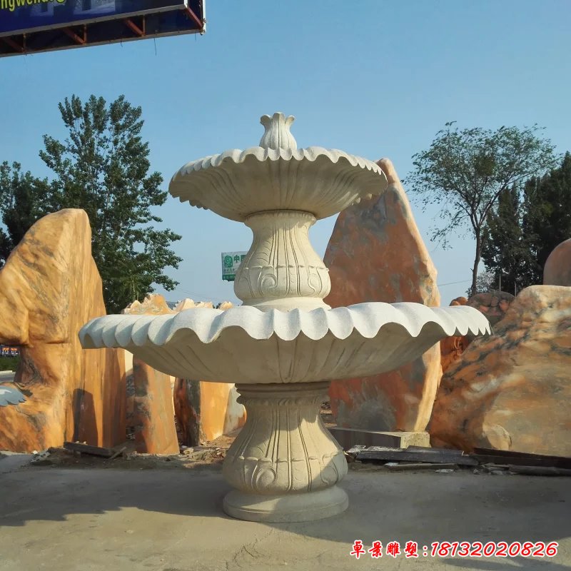 大理石喷泉，两层石喷泉 (2)