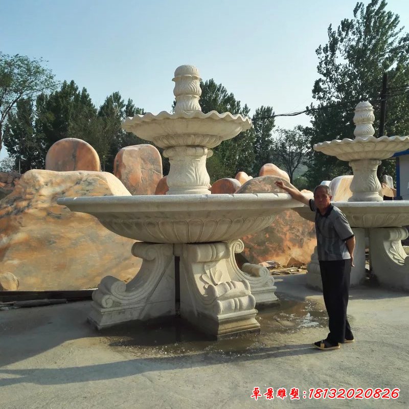 大理石喷泉，两层石喷泉 (3)