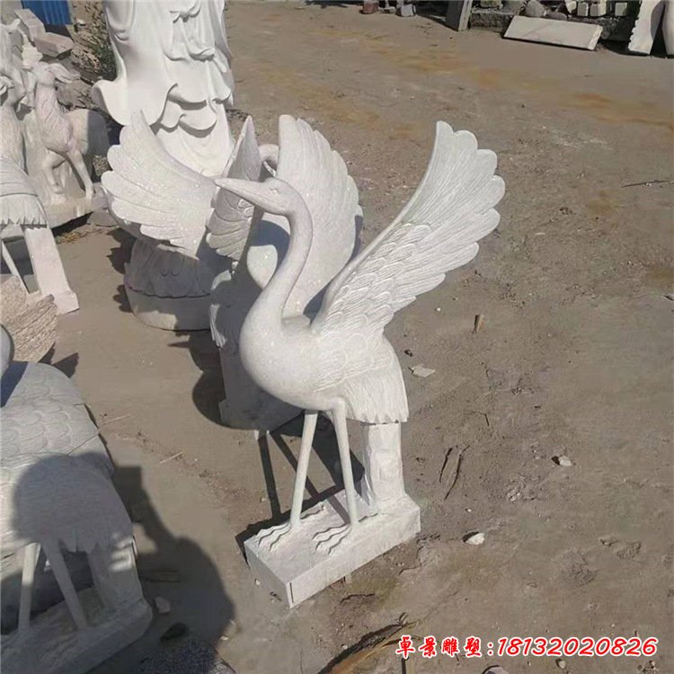 石雕仙鹤丹顶鹤晚霞红仙鹤公园园林动物仙鹤展翅丹顶鹤母子鹤雕塑109292