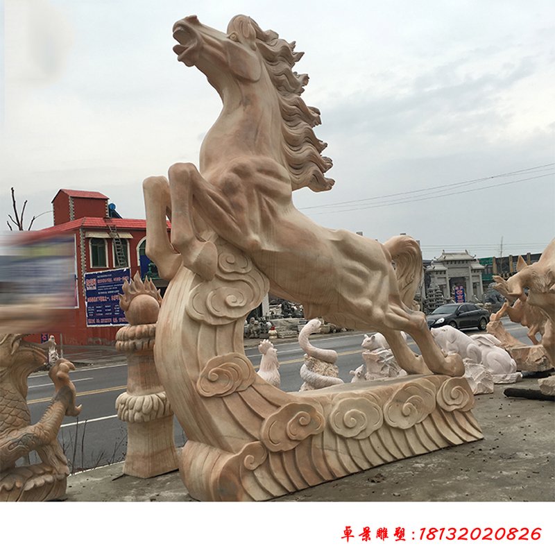 晚霞红石雕马 (38)