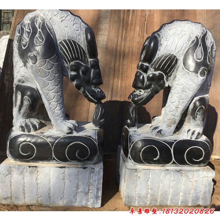 仿古吸水兽雕塑，招财神兽石雕