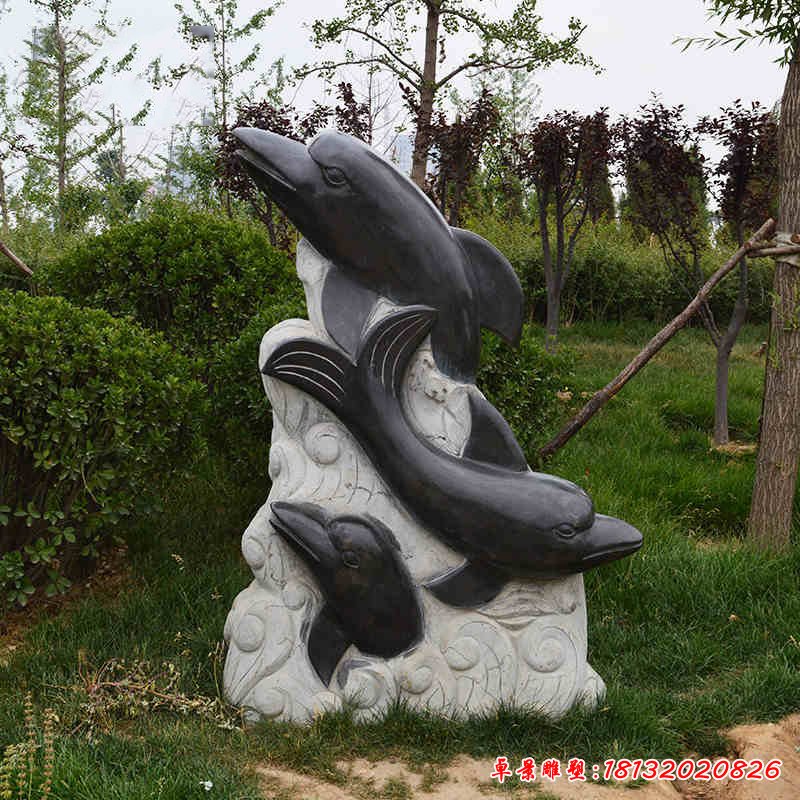海豚石雕，公园动物石雕