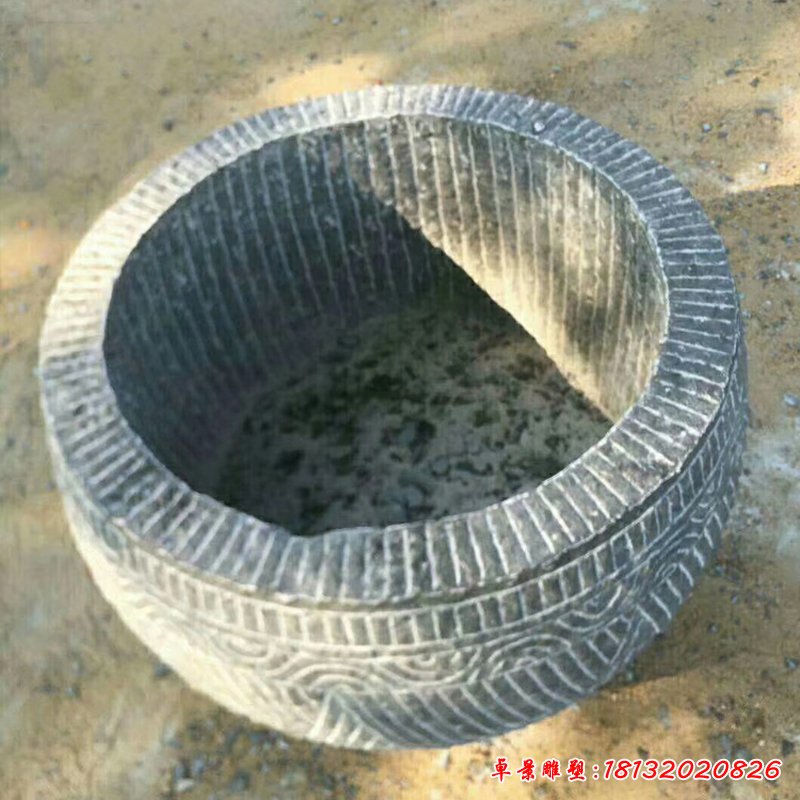 青石仿古水缸 庭院圆形水缸石雕 (2)