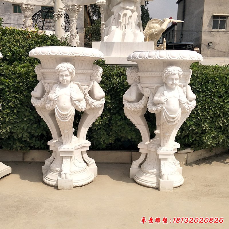 大理石仿古欧式石雕花盆 别墅花园园林石雕摆件 广场校园装饰石雕119287