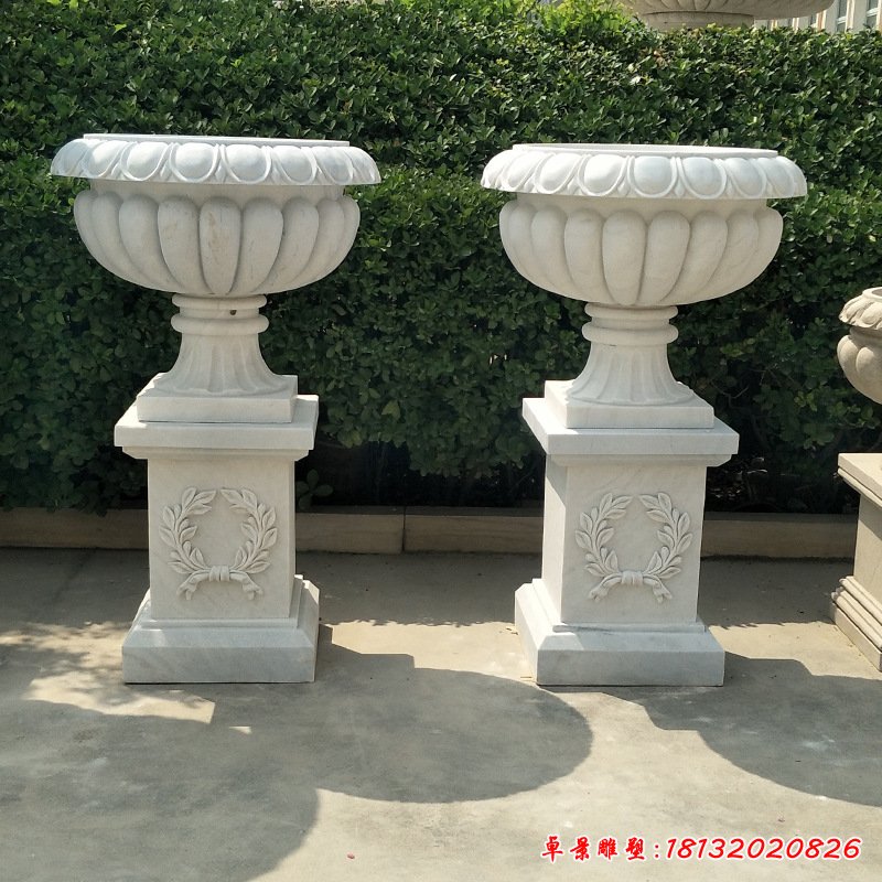 大理石仿古欧式石雕花盆 别墅花园园林石雕摆件 广场校园装饰石雕119283