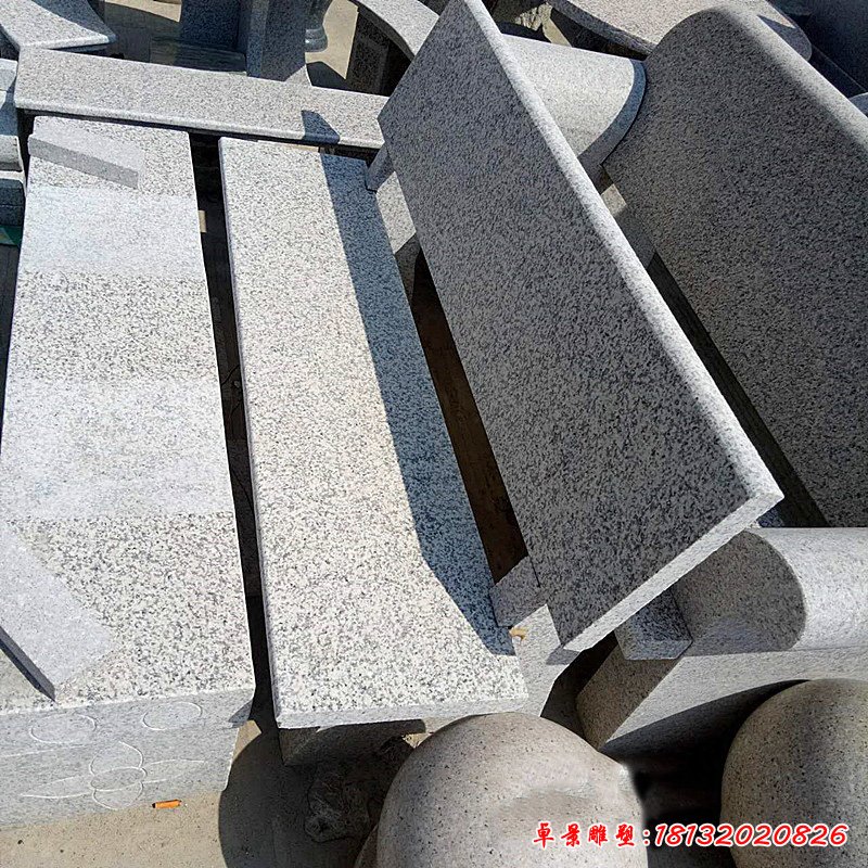 大理石靠背长椅 公园石头椅子 (3)