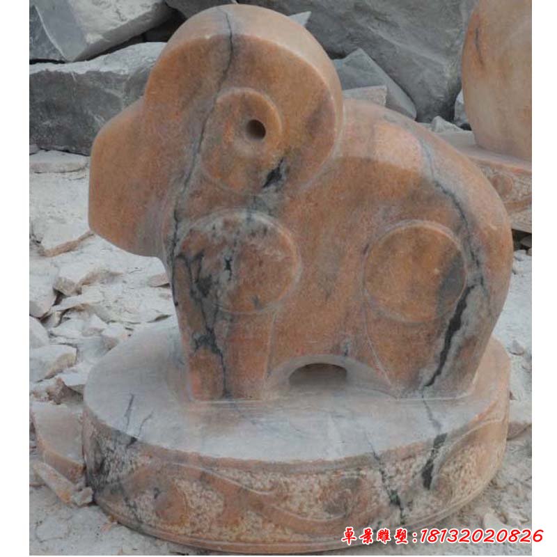 十二生肖石雕，晚霞红抽象动物 (7)