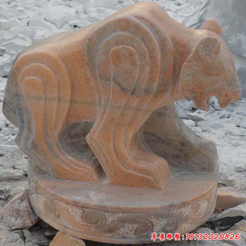 十二生肖石雕，晚霞红抽象动物 (8)