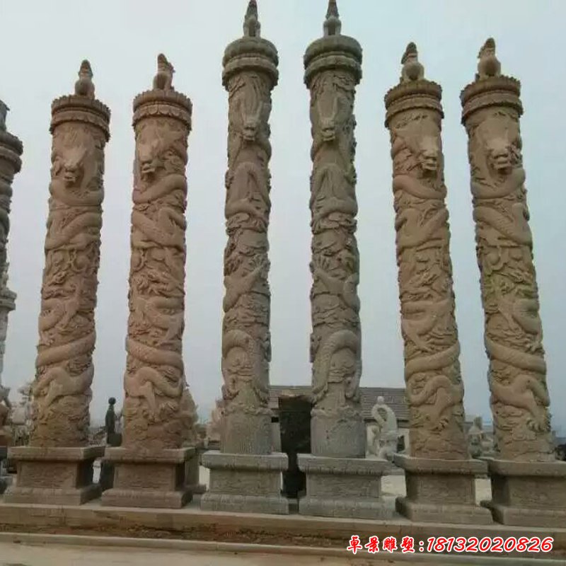 盘龙柱石雕，广场石龙柱雕塑