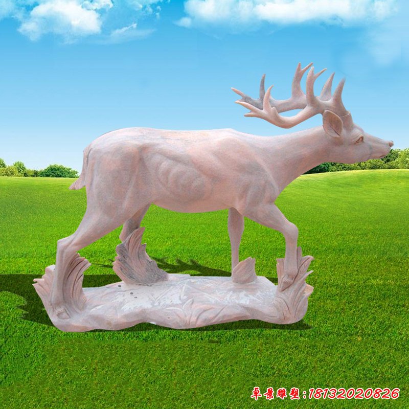 晚霞红石雕小鹿 (15)