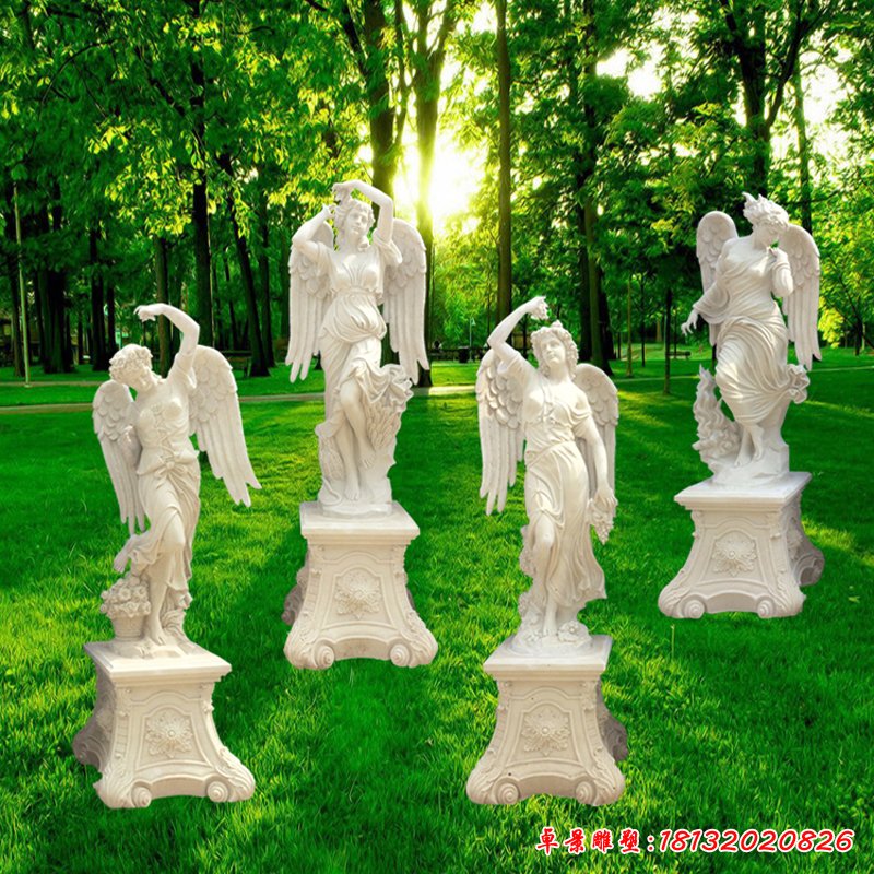 汉白玉四季神天使雕塑 公园西方人物石雕 (2)