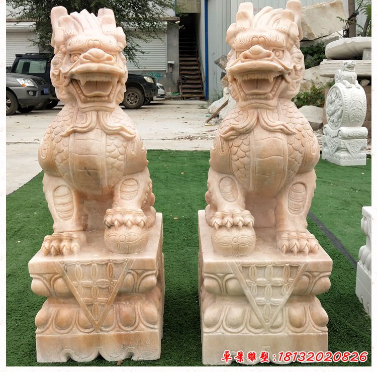 晚霞红麒麟石雕 (16)