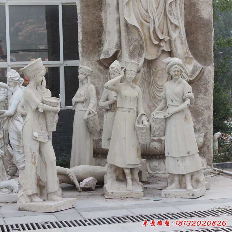 人物石雕，少数民族少女石雕