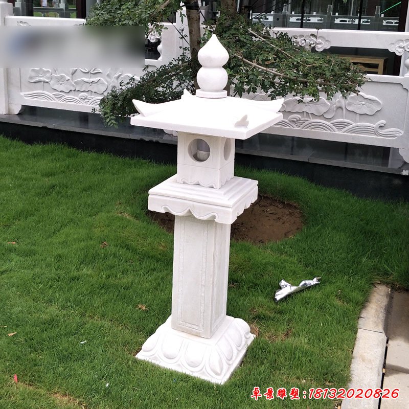 公园石灯雕塑，汉白玉石灯