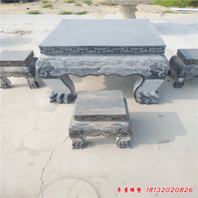方形石桌石凳 (2)