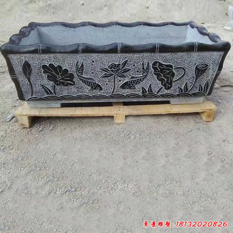 大理石青石花型水缸  石雕庭院景观摆件 (8)