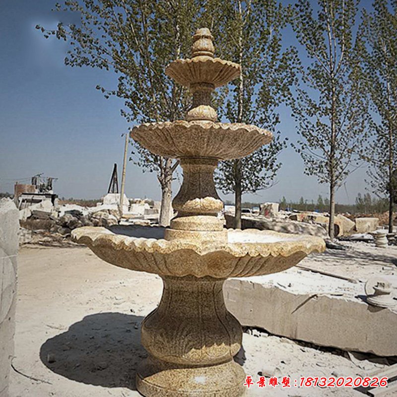 别墅石雕喷泉，景观喷水盆 (1)