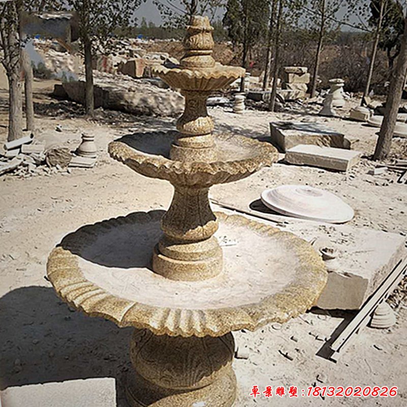 别墅石雕喷泉，景观喷水盆 (4)