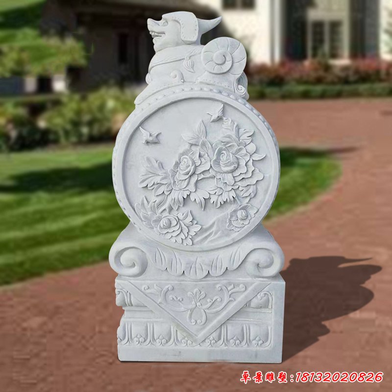 青石荷花抱鼓  石雕公园景观雕塑