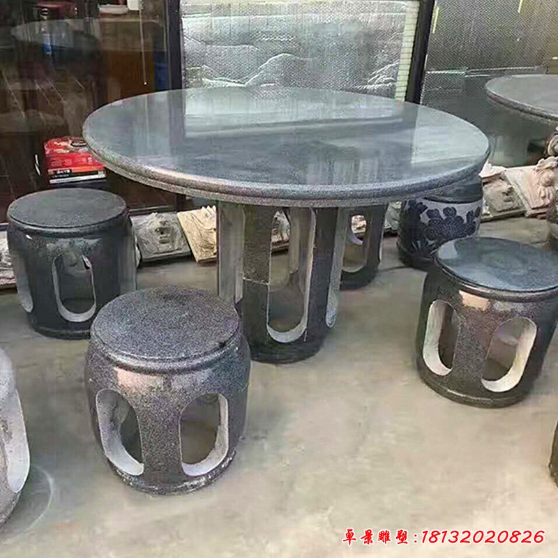 别墅圆桌凳石雕 石雕桌凳 (5)