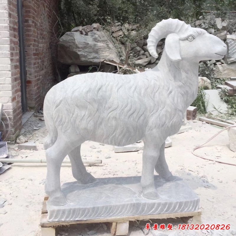 大理石羊雕塑 (112)