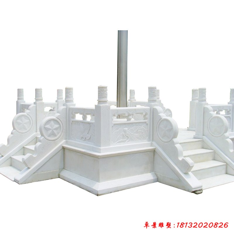 升旗台石雕，汉白玉升旗台雕塑