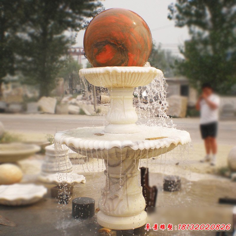 风水球喷泉雕塑，景观石雕