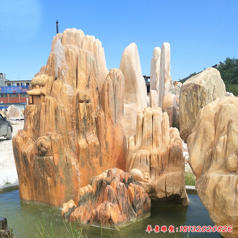 大理石假山   石雕公园景观摆件 (5)