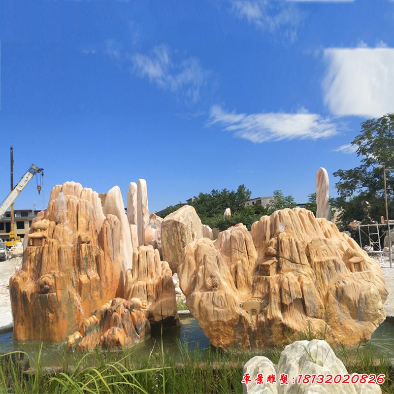 大理石假山   石雕公园景观摆件 (4)