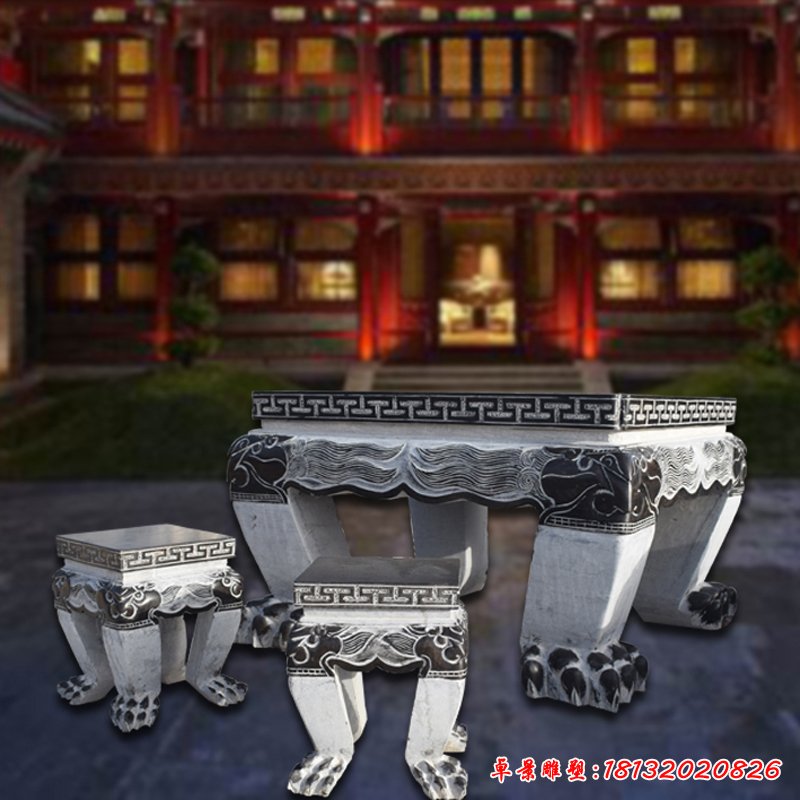 大理石花型桌椅  石雕庭院景观摆件