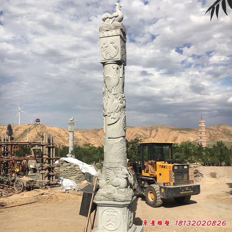 大理石盘龙柱  石雕广场景观雕塑 (2)