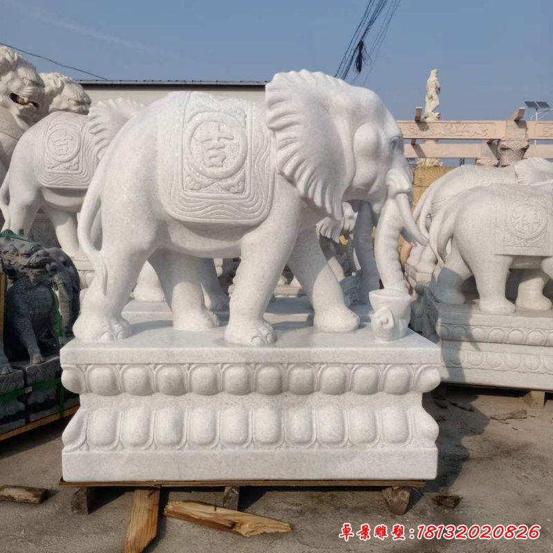 大理石吉祥大象雕塑