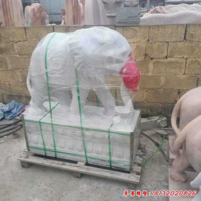 汉白玉动物大象雕塑 (4)