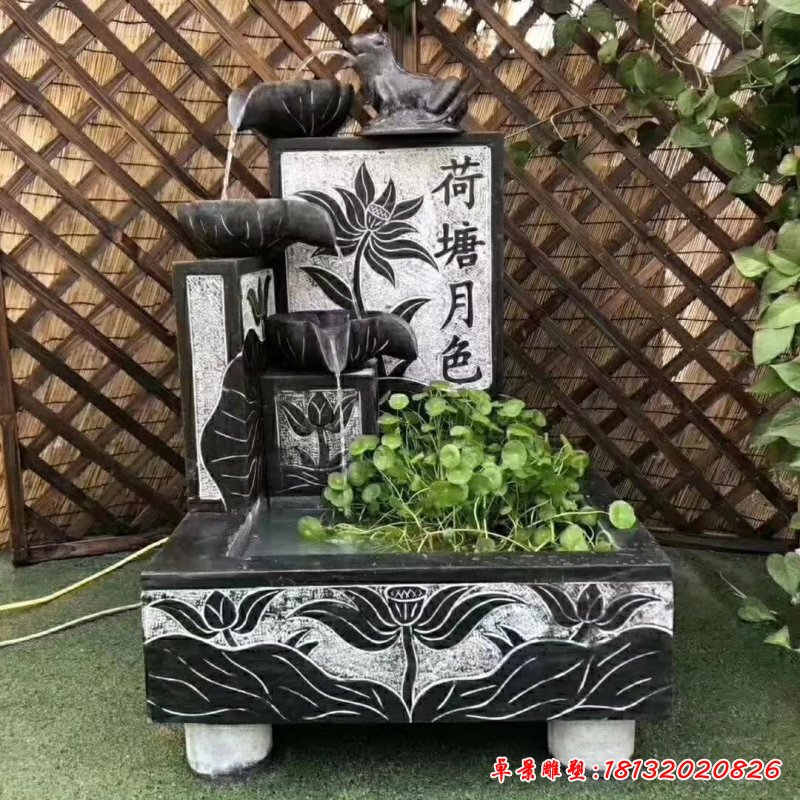 石雕庭院流水池雕塑 (2)