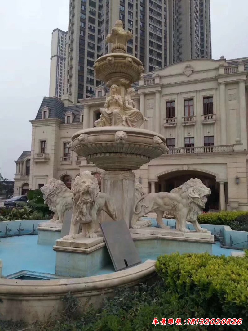 别墅双层喷泉石雕