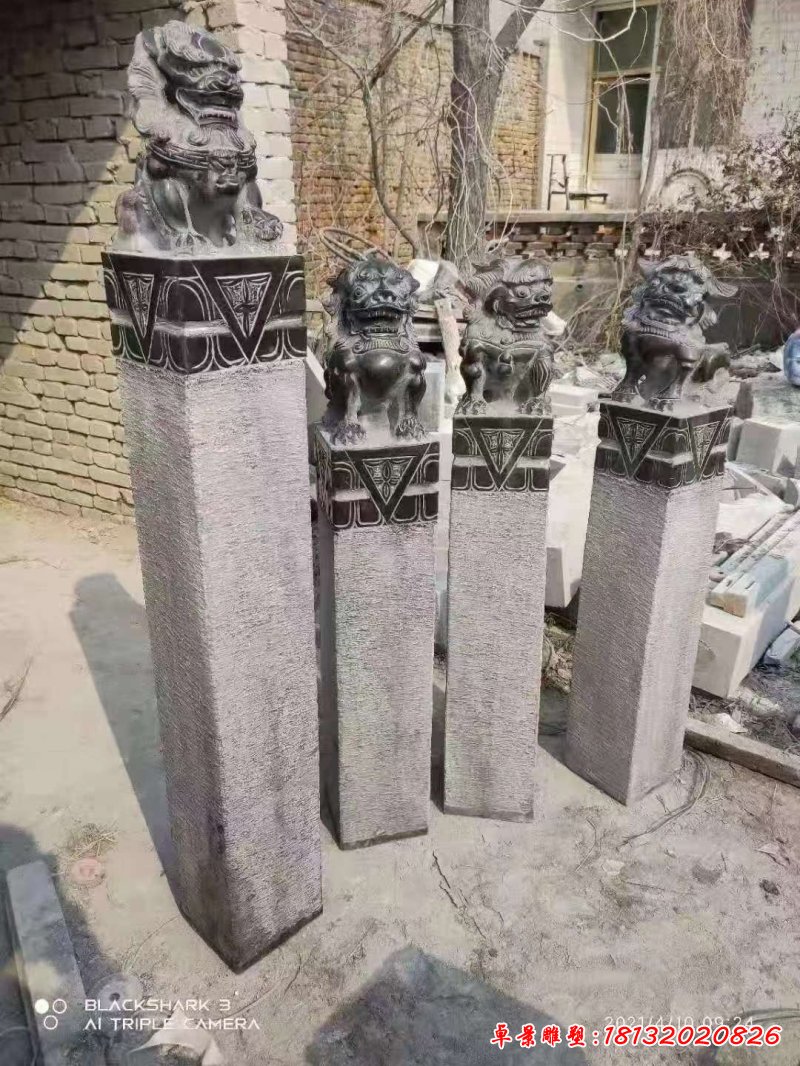 仿古石雕拴马桩雕塑 (2)