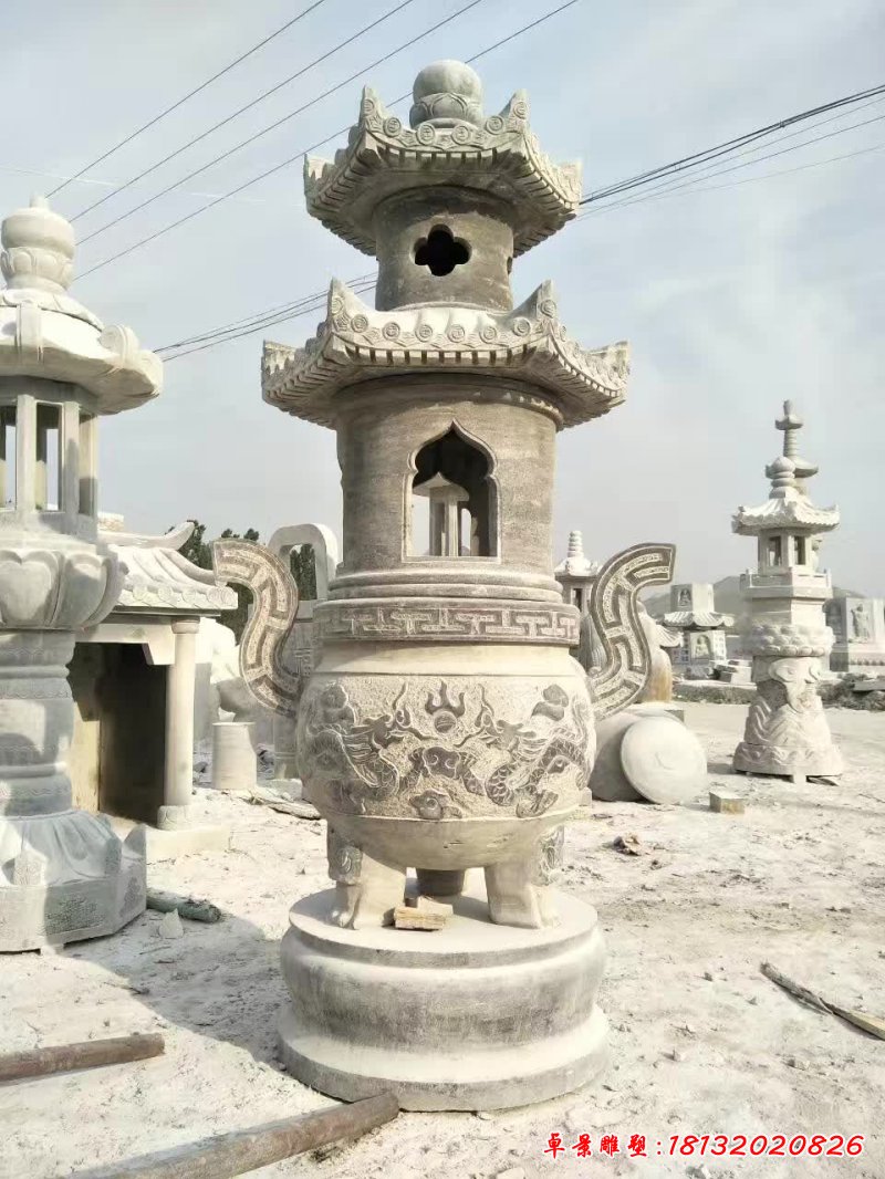 石雕公园仿古石灯雕塑 (2)