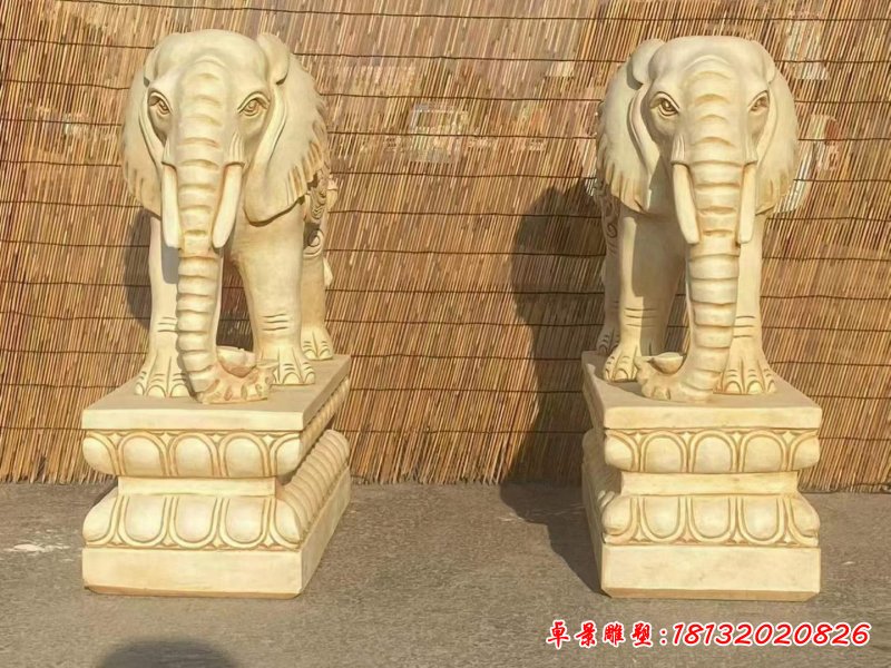 晚霞红大象动物雕塑 (3)