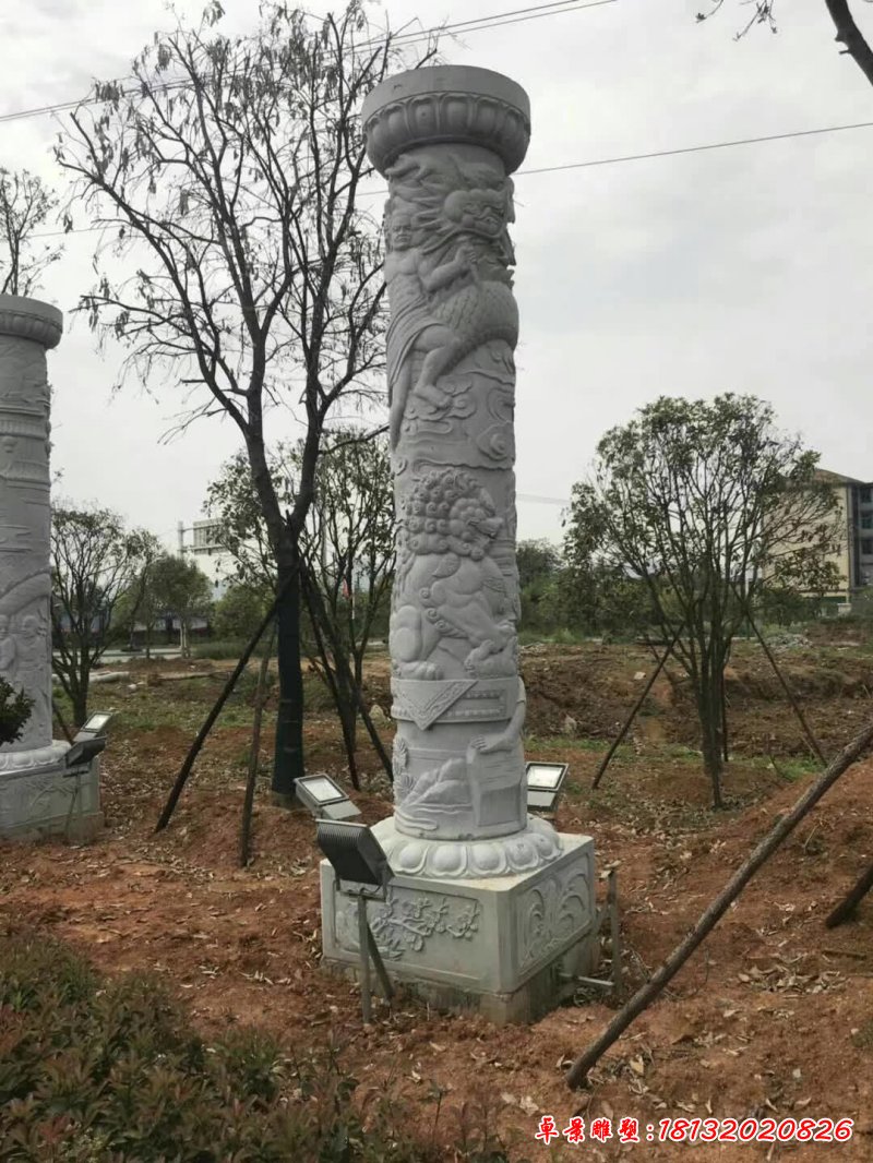 广场石雕广场公园龙柱雕塑 (1)