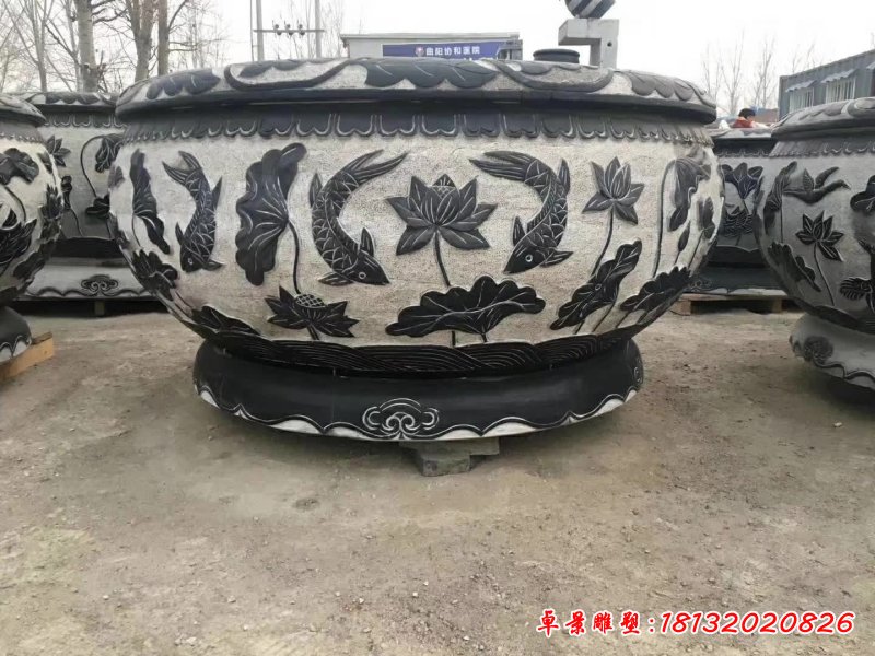 仿古景观花盆石雕 (1)