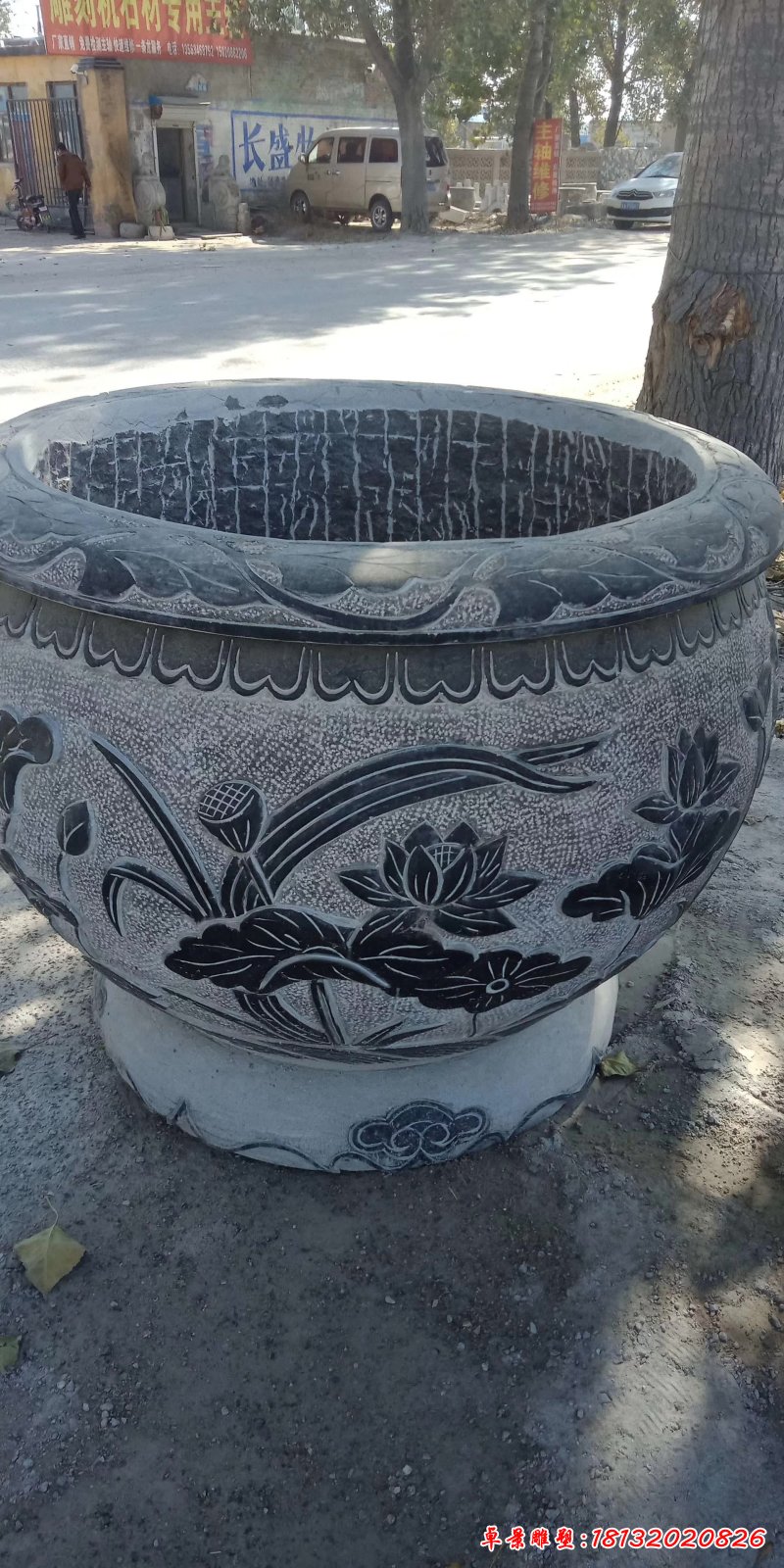石雕庭院仿古水缸雕塑 (1)