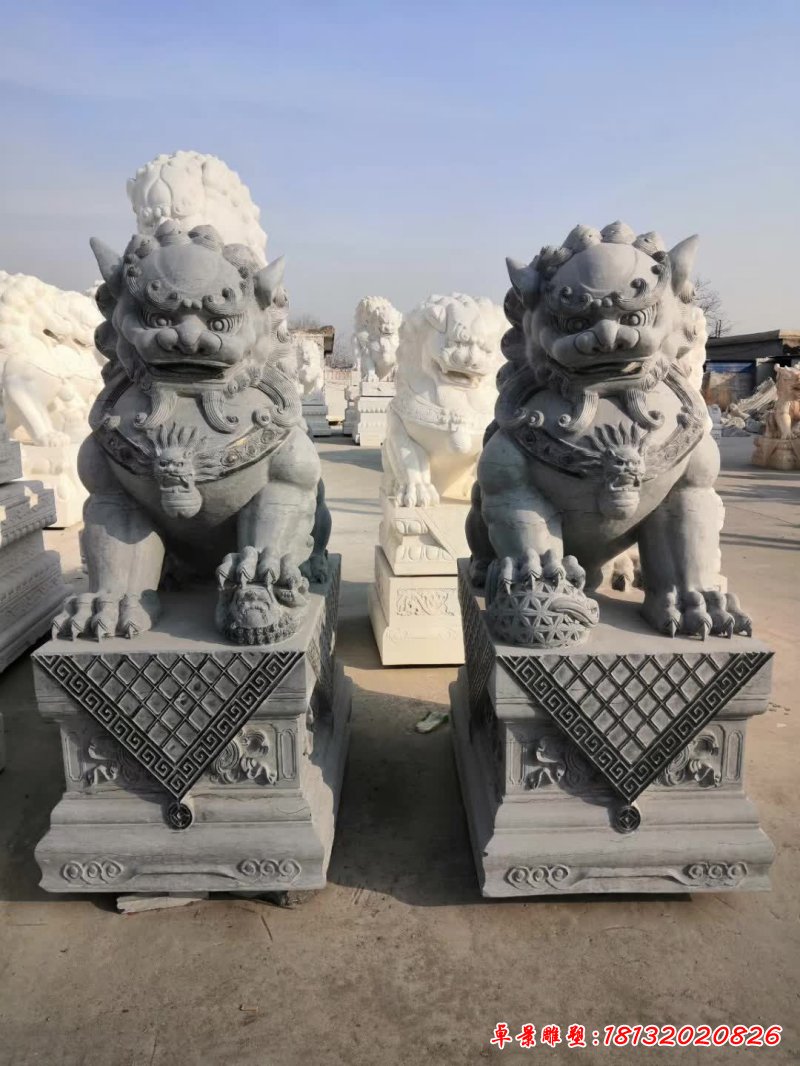石雕仿古狮子门墩雕塑 (8)