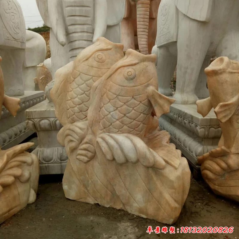 石雕鲤鱼动物雕塑_副本