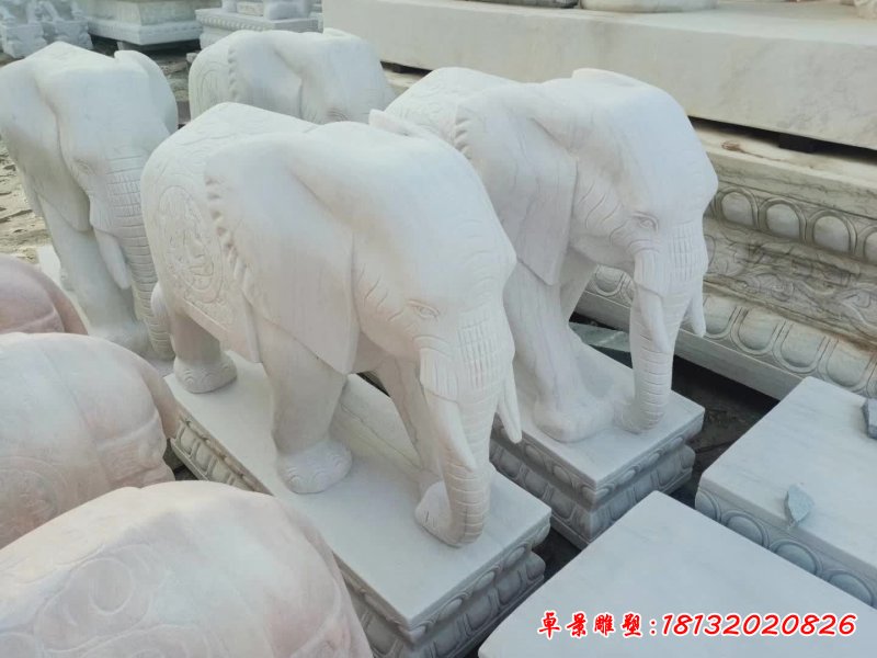 大理石动物大象雕塑 (2)