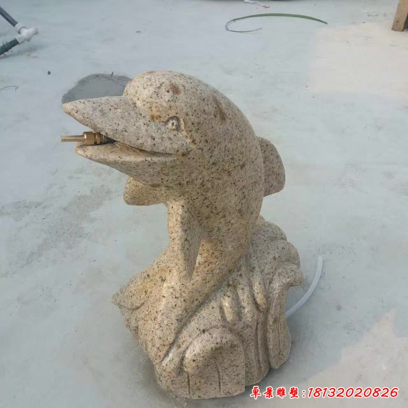 大理石海豚动物雕塑 (2)