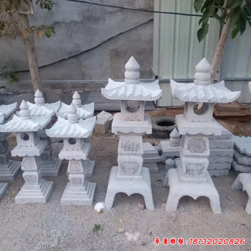 石雕庭院石灯雕塑 (1)