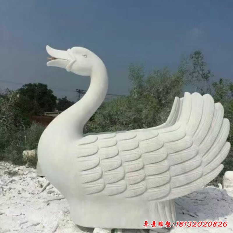 汉白玉天鹅雕塑_副本