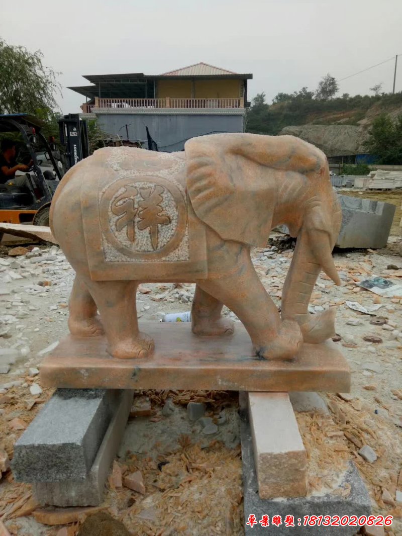 石雕动物大象雕塑 (1)