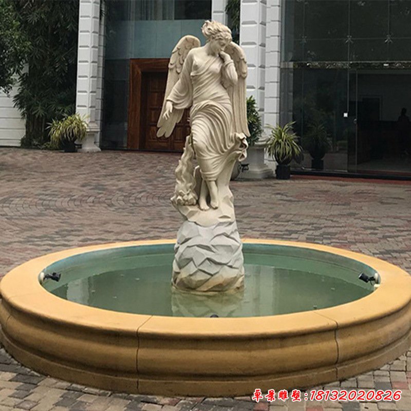 欧式人物石雕喷泉 定制多种款式 天使造型 园林景观摆件 97697159